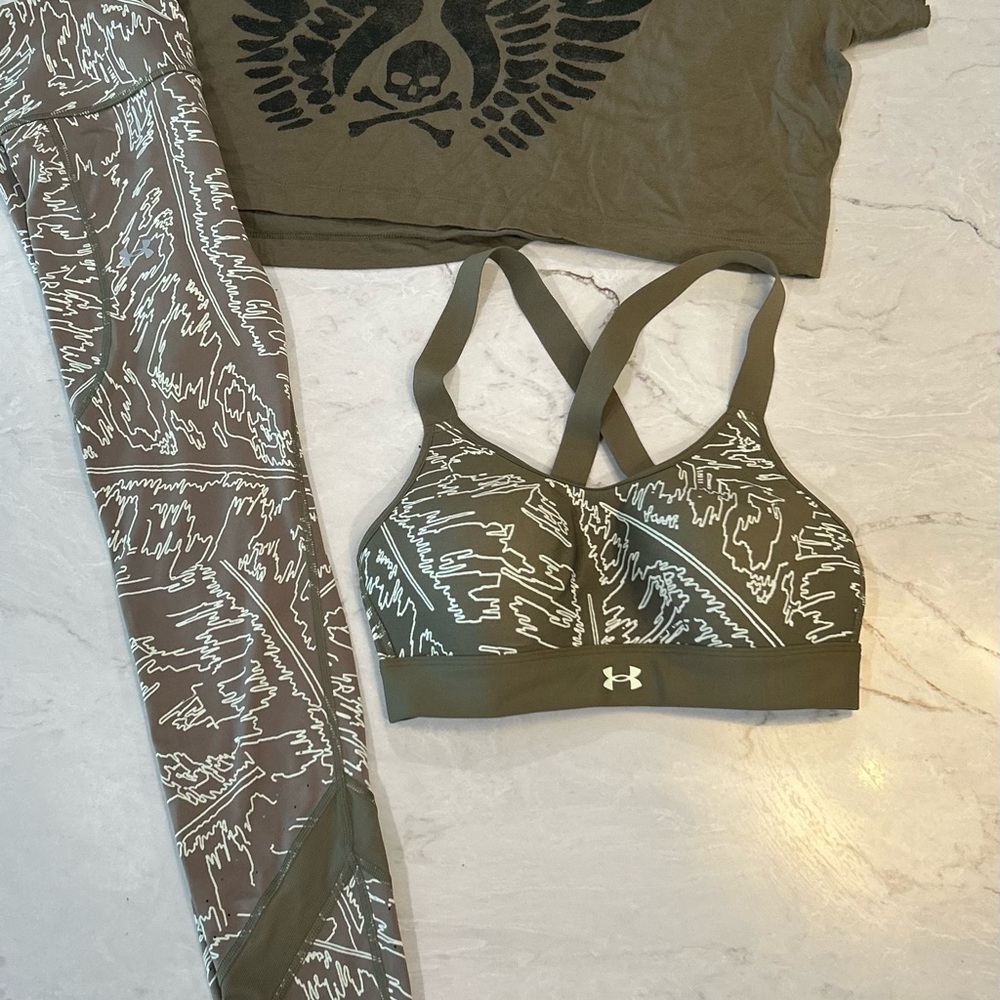 Under Armour Olive Green Patterned Activewear Set - image 1